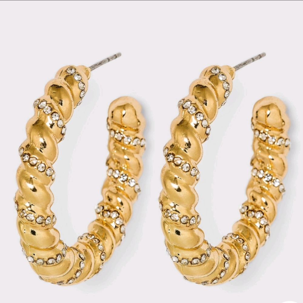 Sugarfix by Baublebar Crystal and Told Twist Hoop Earrings - Gold